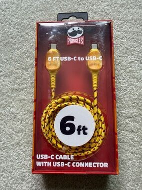 Pringles Yellow Braided USB-C to USB-C 6ft Charging Cable